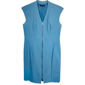 Lafayette 148 Christy Sheath Dress Size 10 Light Blue Designer Minimalist Career